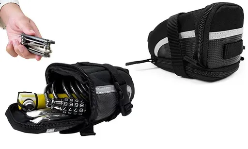 ICB Bicycle Strap-On Bike Saddle Bag - Fits Cleverly Under your Seat - The Strap Mount Design keeps the bag securely in place