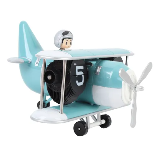 Airplane Flip Clock 12 Hours Retro Battery Powered Auto Flip Desk Clock for Living Room Bedroom Study Office Sky Blue