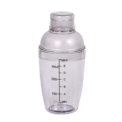 1PC Plastic Cocktail Shaker 300ml for Home Bar, Drink Mixing Utensil with Transparent and Black Scale