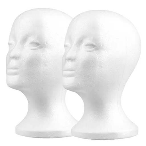 Cheers.US 2 Pieces/Set Styrofoam Head Female Foam Wig Head Mannequin Manikin Cosmetics Model Head Wigs Display Glasses Hats Hairpieces Stand