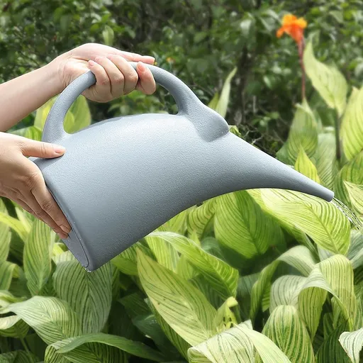 Plastic Watering Can Small Lightweight with Comfortable Handle, Cute Indoor Outdoor Watering Cans Long Spout for Garden Plants, 0.5 Gallon (Gray)