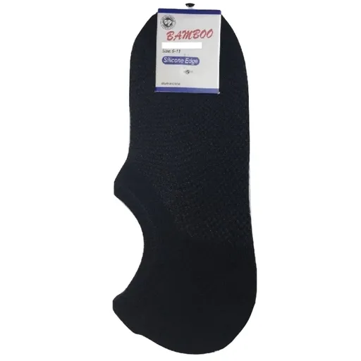 1 Pair NO SHOW BAMBOO SOCKS Non Slip Heel Grip Low Cut Invisible Footlet - Black