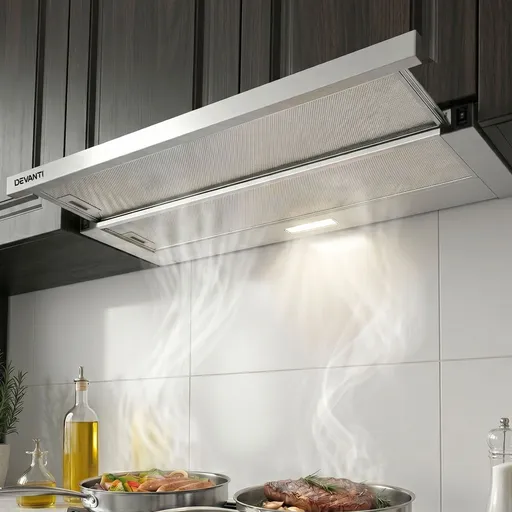 Devanti 900mm Range Hood 90cm Slide out Rangehood Stainless Steel