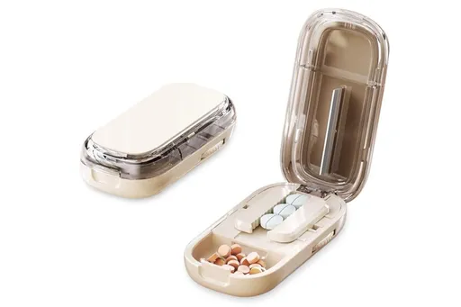 Pill Cutter Pill Splitter for Small and Tiny Pills 1/2 Adjustable Pill Organizer - Beige 1/2 Pill Cutter