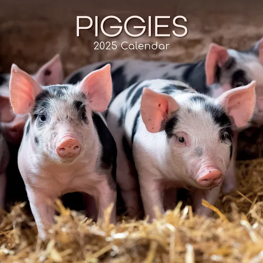Piggies - 2025 Square Wall Calendar Pets Animals 16 Months Premium Planner Gift