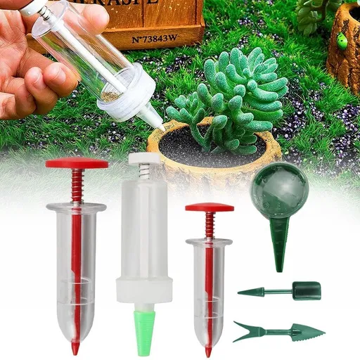 Mini Seed Spreader, 2025 Upgrade Mini Sowing Seed Dispenser, Small Hand Seed Planter Tool, Manual Seedlings Dibber and Widger Set, Garden Seed Planter Seed Counter for Spreading