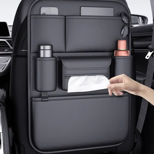 Car Seat Back Kick Protector Pad - Anti-Kick Mat for Rear Seat Protection - Universal Car Interior Backrest Cover for Kids - Easy Clean PU Seat Back Shield for Home, Office, Car Use - 24.4x16.5in