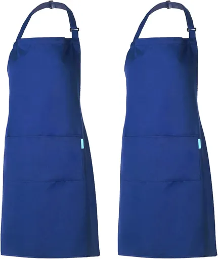 Adjustable Multi-Purpose Aprons for Men and Women with Long Waist Ties and Front Pockets, Polyester Cotton Blend