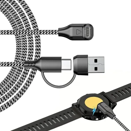 2 in 1 Charger Cable Compatible With Garmin Fenix Venu Forerunner USB A and C Ports