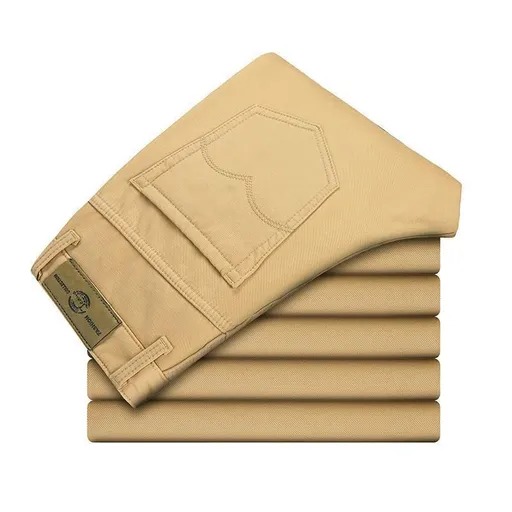 Tao Shang Pai Mens Cotton Chinos Straight Trousers Khaki 32