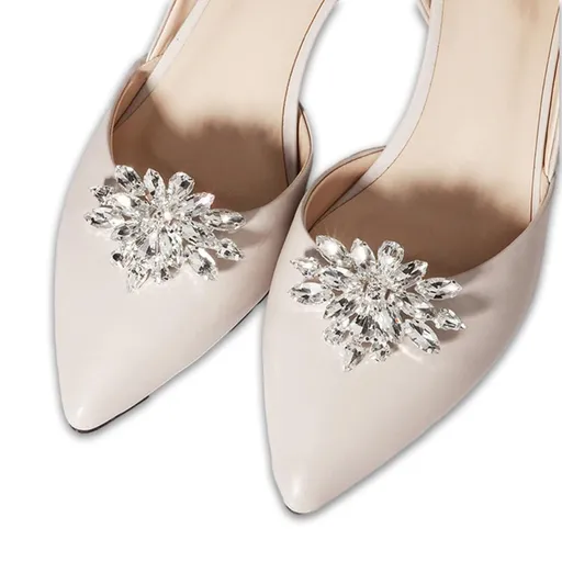 2 Pcs Rhinestone Shoe Clips for Pumps, Crystal Bridal Shoe Buckles Clips Shoe,Shoe Clips for Wedding Party Decoration (Silver)