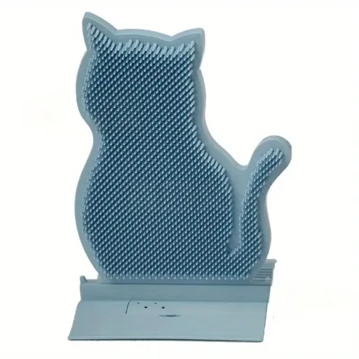 Fixed Tease Cat Scrubber Massage Brush Scratching Toy for Cats Grooming Brush - Blue