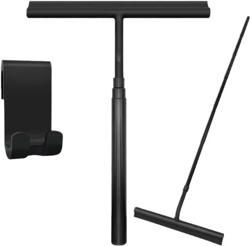 Silicone Extendable Shower Squeegee, 2-in-1 Multifunctional Window Squeegee and Floor Wiper with Hook for Bathroom Cleaning, Size M