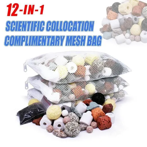 12In1 Ceramic Bio Ball Filter Media Biological Rings For Aquarium Fish Tank Pond