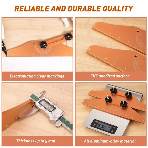Stair Tread Template Tool Solid Metal Measuring Jig Dual-Use Sliding Rod Wooden Strip