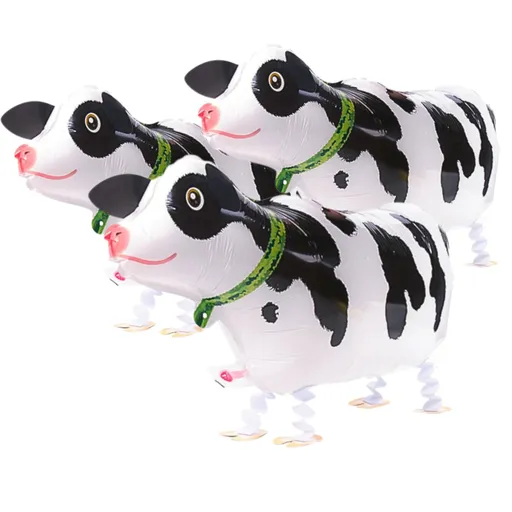 3PCS Cow Balloons Cow Party Favors Mylar Cow Balloon Birthday Decorations Cow Walking Balloons Farm Party Balloons Black