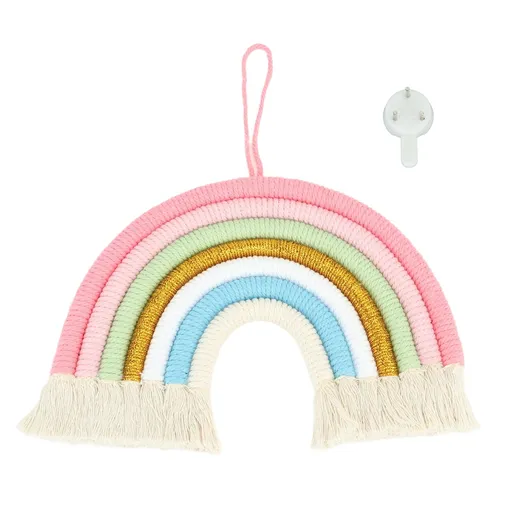 Macrame Woven Rainbow 7 Colors Hand Woven Rainbow Wall Hanging Tassel Decoration for Home Room Photo Prop BZ-703