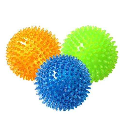 Squeaky Balls for Dogs Small,Fetch Balls for Dogs Rubber 3 Pack Bright Colors Puppy Toys Dog Toy Balls Dog Squeaky Toys Spike Ball