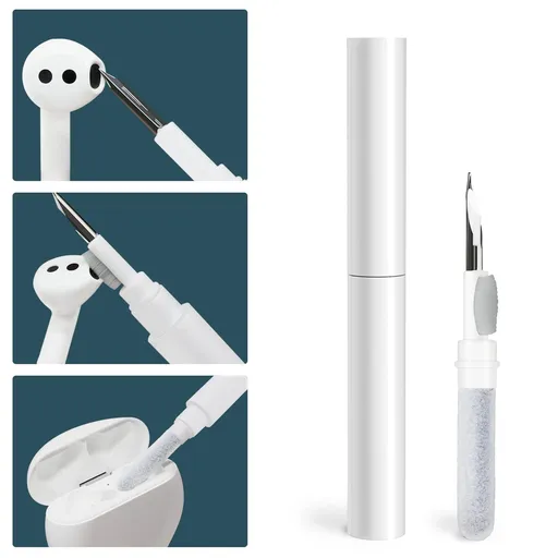 3-in-1 Multifunctional Earbud Cleaning kit with Sponge, Soft Brush, Metal Tip, Portable Reusable Bluetooth Earbuds Cleaning Pen