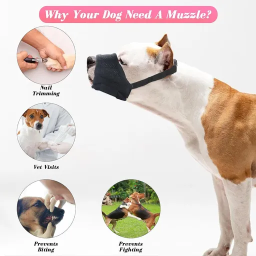 Soft Mesh Muzzles for Small Medium Large Dogs Chihuahua Poodle Husky Labrador Retriever, Breathable Dog Mouth Guard for Biting