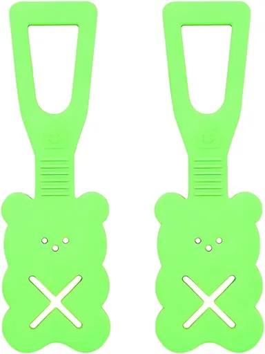 Green Bear Shaped Silicone Dog Poop Bag Holder 2 Pack Hands Free Clip for Full Poop Bags