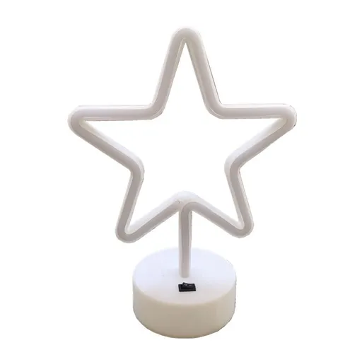 Warm White Star Shaped LED Neon Lamp with Base Battery Operated USB Powered LED Home Christmas Decoration Lights