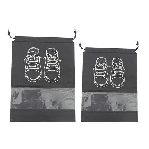 50-Pack Shoe Storage Bags - 25 Medium and 25 Large - Non-Woven Dust-Proof Travel Organiser with Transparent Window, Drawstring Closure for Business Trips, Home Wardrobe and Daily Storage