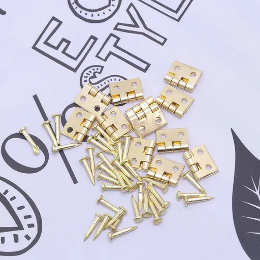 12pcs 1/12 Scale Miniature Furniture Cabinet Closet Hinges with 48pcs Screws, Golden Finish for Dollhouse Accessories