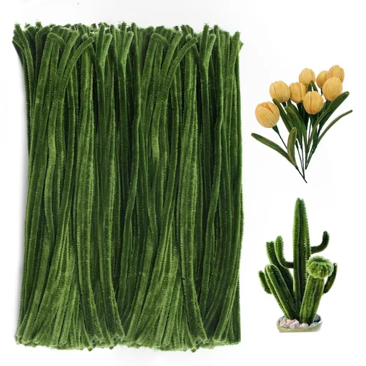 Dark Green Chenille Stems Pipe Cleaners, 12 Inch Colored Pipe Cleaners Craft Supplies, 200 Pcs Pipe Cleaners for Crochet Projects