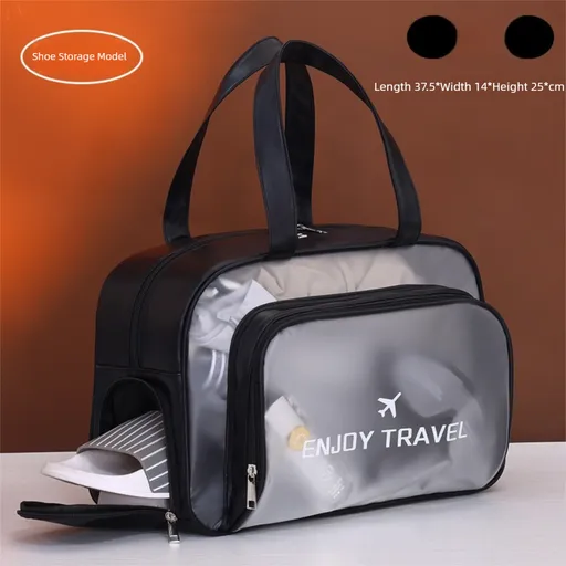 Black Waterproof Wet Dry Separation Travel Bag - Gym, Beach, Swim, Sports Tote with Shoe Compartment(Filming props are not included)