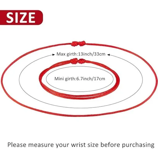 6 Pieces Red Bracelet Red Cord Bracelet Adjustable Red Knot String Bracelet Amulet for Protection, Good Luck (Classic Style)