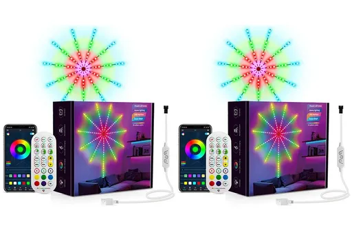 Two App Control Launch Burst Effect Color Changing USB Smart Firework Led Strip Lights with Remote for Christmas Decor Bedroom
