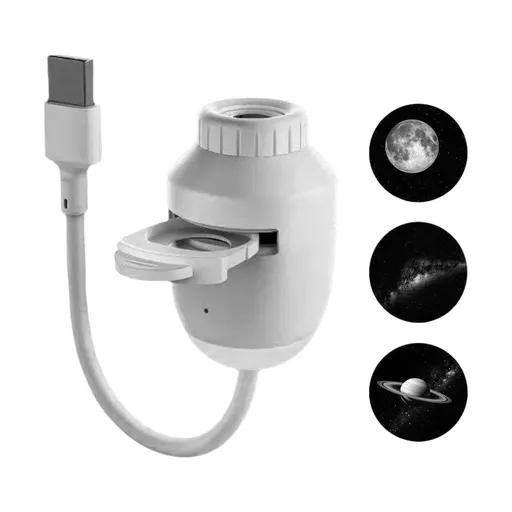USB-Powered Star Projector Night Light Adjustable Focus 160° Projection White