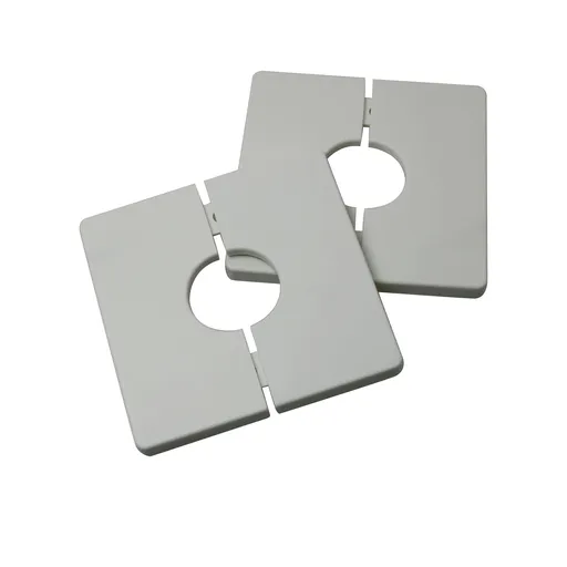 Wall Split 2Sets White ABS Plastics Square Shaped Escutcheon Plates with 28mm / 1.1inch Diameter Hole Wall-mounted Water Cover