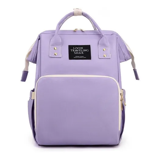 Large Capacity Dry/Wet Separate Nylon Backpack, Multifunctional Portable, Multi-Pocket Baby Diaper Bag Handbag - Light Purple