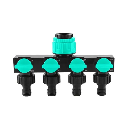 2pcs Blue 4-Way Garden Hose Splitter - Multi-Outlet Tap Manifold with Individual Control Valves - Universal Fit for 1/2 inch 3/4 inch and 1 inch Taps - Durable ABS Irrigation Water Distributor