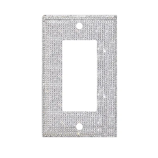 Crystal Adornment, Crystal Decoration Promotion, 1Set Silver Shiny Rhinestones Wall Plate Light Cover Wall Plate Cover Light Cover Decorative Bling Light Cover for Home Ornaments B A