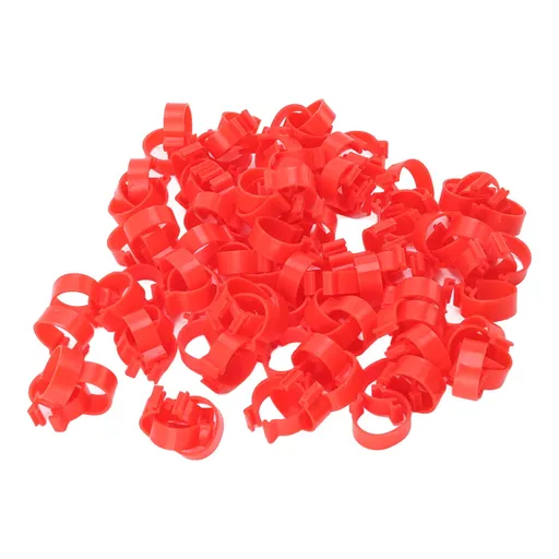 100pcs Poultry Feet Rings PP Plastic Reusable Chicken Duck Goose Leg Bands for Identification Red 16mm/0.6in