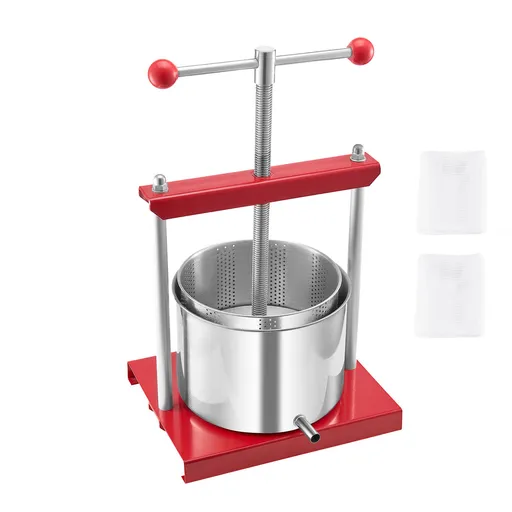 Fruit Wine Press Manual Press 1.6 Gal Stainless Steel Efficient Juicing Easy to Operate Large Capacity Sturdy and Stable