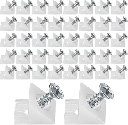 50 pieces - drawer wedges - drawer repair kit - L-shaped drawer wedges - with screws - mounting wedges - drawer back supports - cabinet shelf support - plastic drawer reinforcement repair kit - for home repair and furniture - 15*12.8*9.6 cm - white