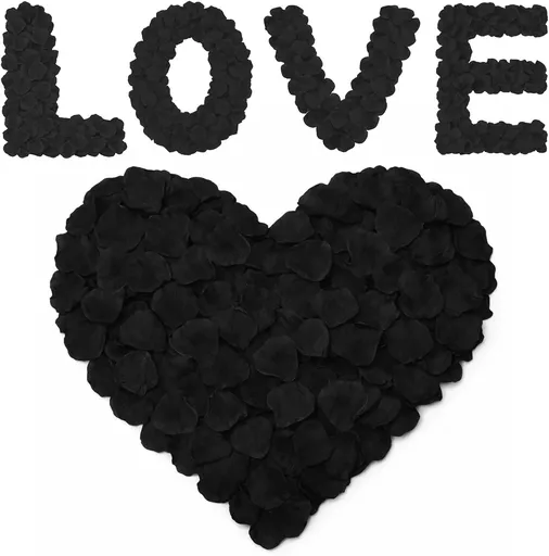 1500Pcs Black Rose Petals - Artificial Faux Flowers Fake Rose Petals for Wedding Proposal Engagement Romantic Night Anniversary Valentine's Galentine's Day Decoration Home Room Party Decor