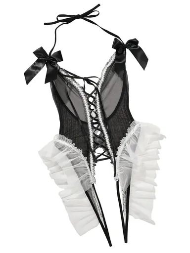 House Of Dasein Sexy Bunny Costume With Garter And Open Crotch Bodysuit Set Seductive Uniform Temptation - M