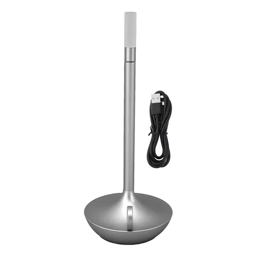 Cordless Table Lamp Innovative Candle Shape 3 Levels Brightness Dimmable Rechargeable LED Desk Lamp Silver