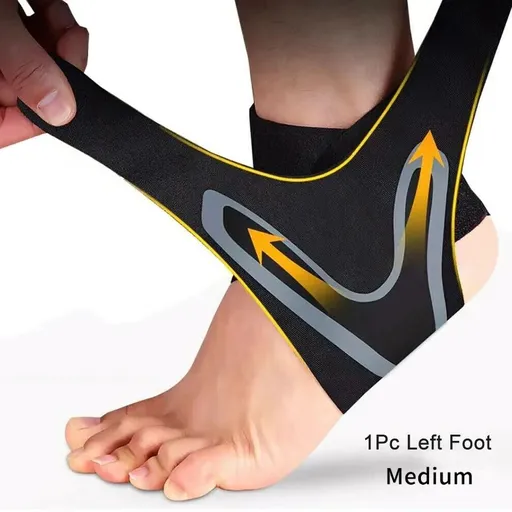 1pc Ankle Support Brace, Elasticity Adjustment Foot Bandage, Sprain Prevention Fitness Band M Black-Left