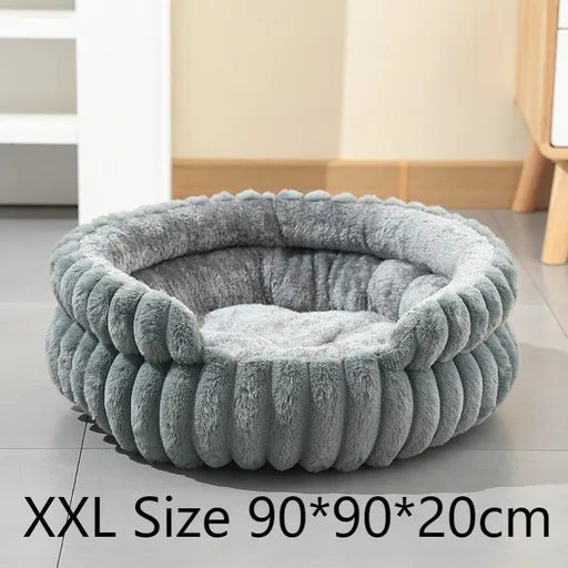 Oversized Removable Notch Style Round Pet Bed, Thick Cushion Moisture-Proof All Season Pet Nest, Grey, Size 2XL, 35.43x35.43x7.87in