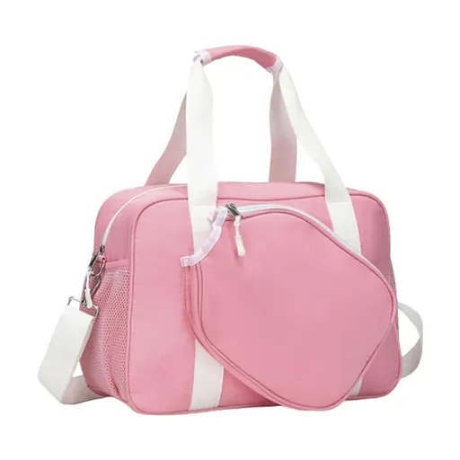 Pickleball Bag Nylon Crossbody Shoulder Bag with Adjustable Detachable Strap Sports Racket Storage Bag - Pink