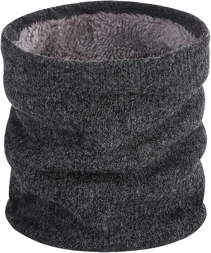 Winter Sports Fleece Scarf - Unisex Dark Grey Warm Neck Warmer for Cold Weather