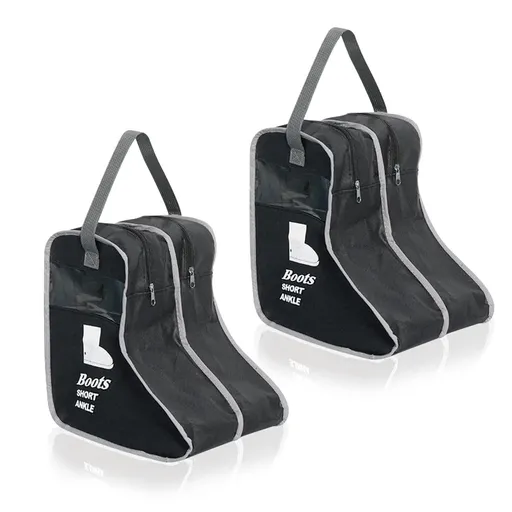 2 Pack Portable Boots Storage Bag, Black Shoe Bags for Storage and Travel Dust Proof Travel Shoe Bags for Packing (Medium)
