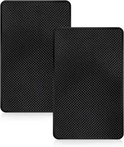 2 Pack Car Dashboard Anti-Slip Rubber Pad, Car Dashboard Non Slip Mat, Black Grid Anti Slip Sticky Pad for Cell Phone, Sunglasses, Keys Electronic Devices (7.5""x 4.7"")