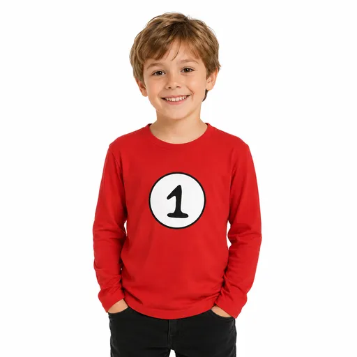 Kids Cat In The Hat Thing 1 Dr Seuss Red Top Party Costume Book Week Childrens
